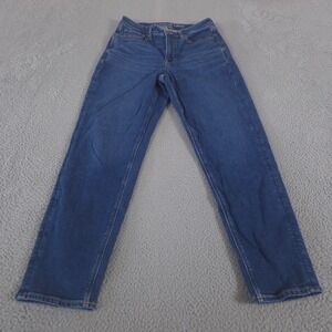American Eagle Jeans Womens 8 Long Blue Mom Jean Tapered Leg Recycled Stretch